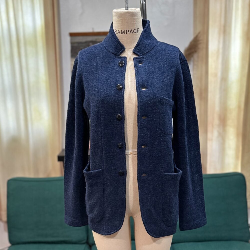 Grayers Clothiers navy wool cardigan in size S
